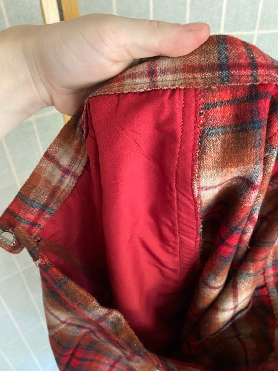 Vintage 1970’s red blue and brown plaid wool skirt - image 5