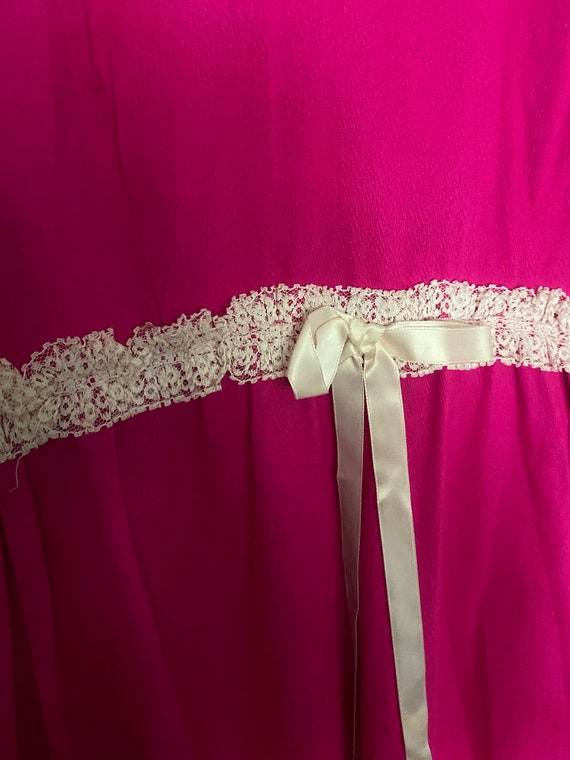 Vintage 1970'S Hot Pink Fuchsia Maxi Dress With W… - image 3