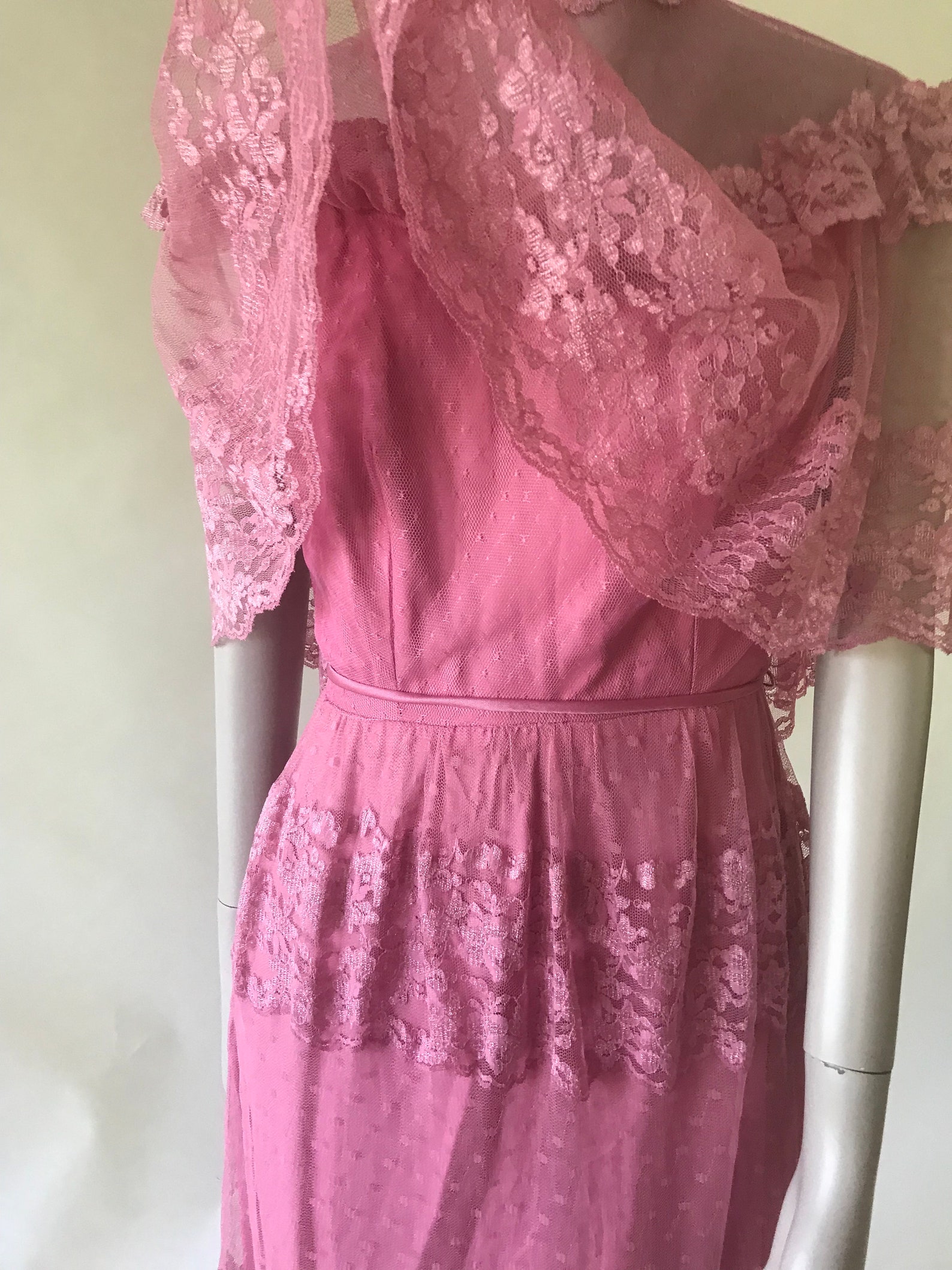 Vintage Late 1970s Early 1980s Pink Lace Bridesmaids Dress - Etsy