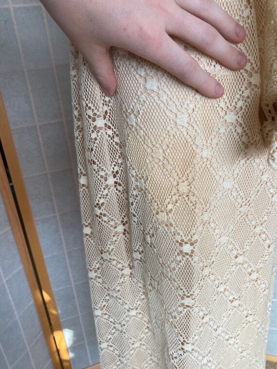 Vintage 1970’s cream eyelet lace sheer dress with… - image 9