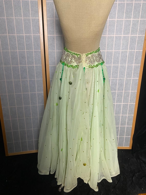 Vintage 1950’s green belly dancer costume skirt, … - image 7