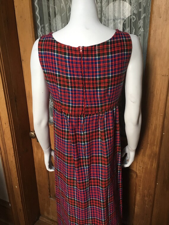 Vintage 1970's Red Plaid Wool Dress size large - image 4