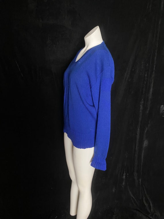 Vintage 1940’s blue wool vneck pullover collegiat… - image 5