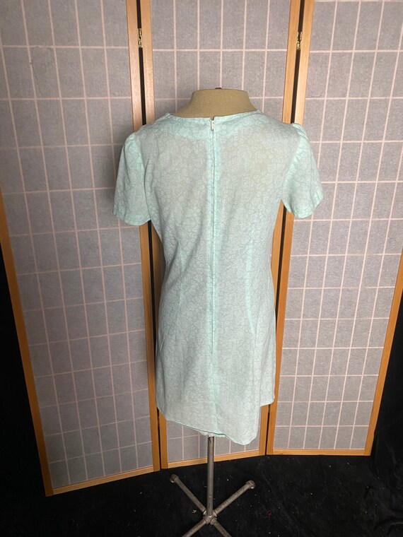 Vintage 1960’s mint green semi sheer dress with b… - image 6