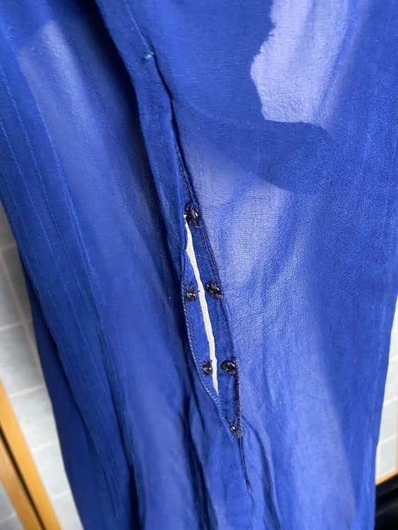 Vintage 1930’s 1940’s blue sheer silk long sleeve… - image 7
