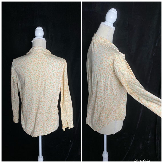 Vintage 1960’s white cotton blouse with orange an… - image 8