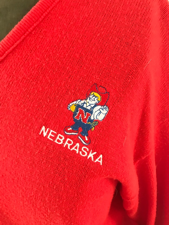 Vintage 1980s Red sweatshirt Nebraska mascot long… - image 2