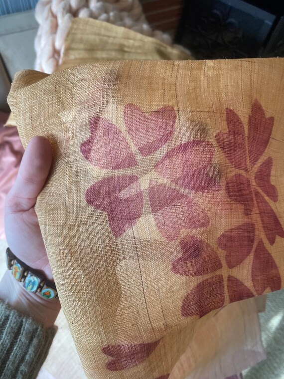 Vintage 1940’s pink screen print floral wrap, fabric Gem