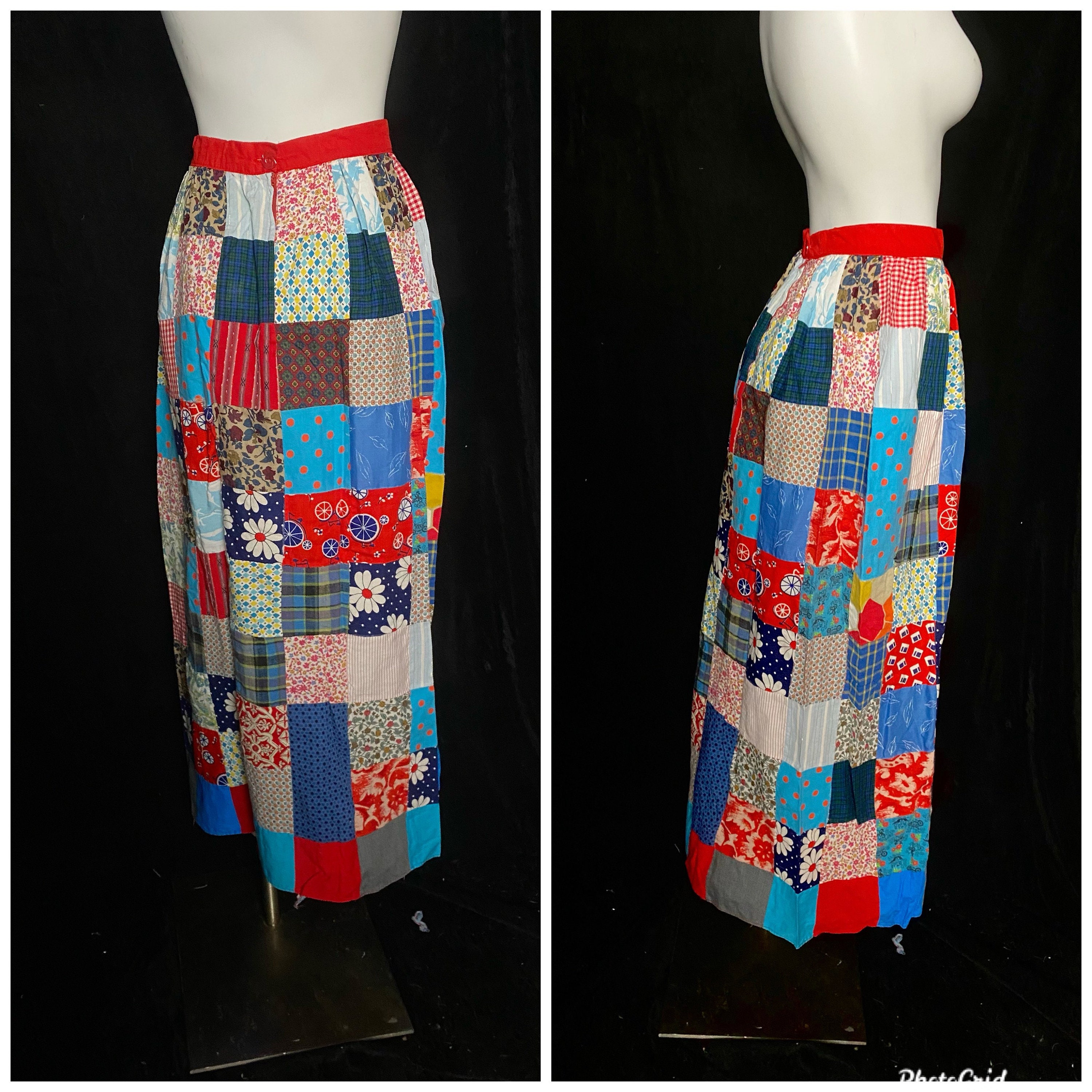 Vintage 1970's Colorful Patchwork Skirt, Size Xs - Etsy
