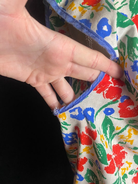 Vintage 1960’s primary color floral chore vest, c… - image 7