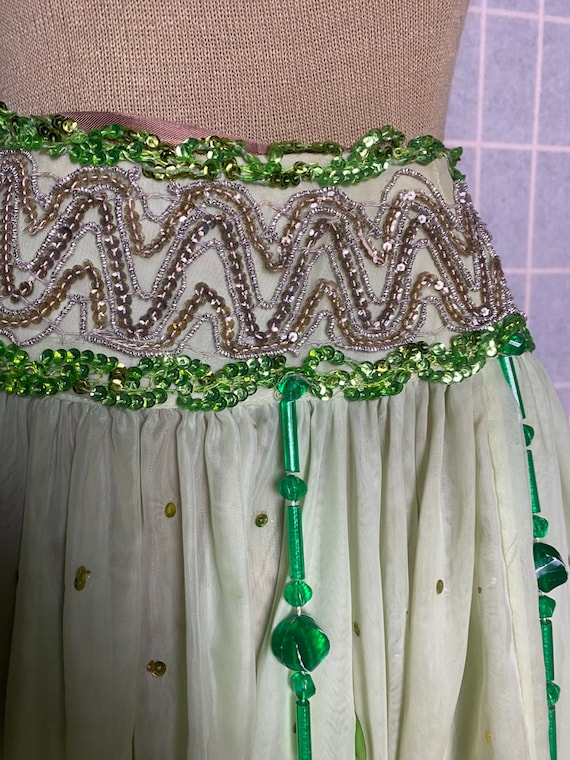 Vintage 1950’s green belly dancer costume skirt, … - image 2