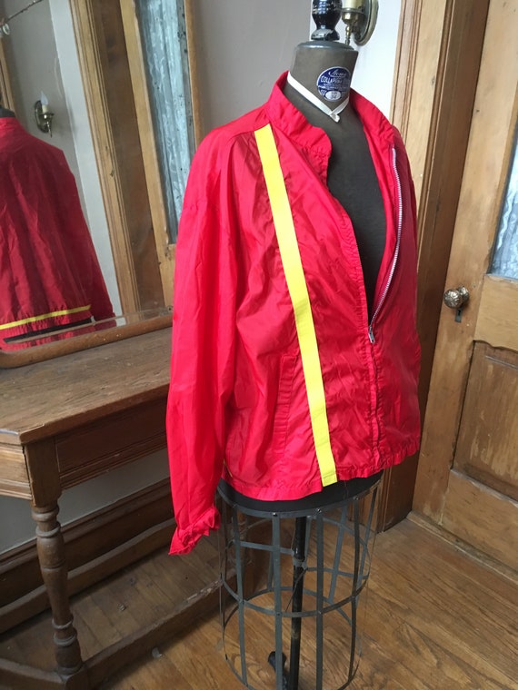 Vintage 1970's Red and Yellow Stripe Windbreaker.… - image 2