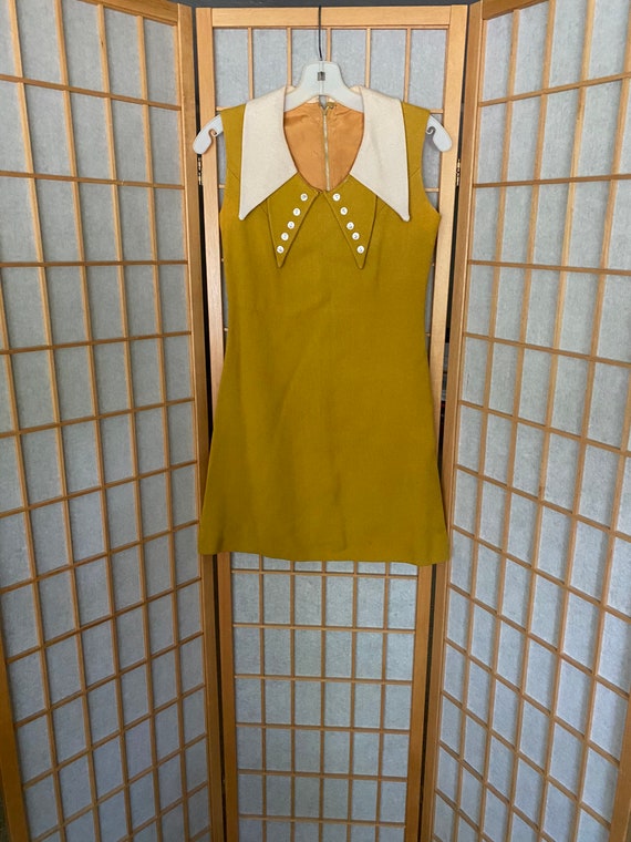 Vintage 1970’s Mustard Yellow Mod Mini Dress
