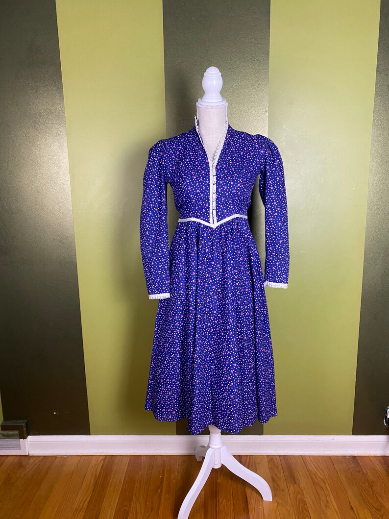 SALE Vintage 1980s blue Gunne Sax prairie dress, size 3 image 2