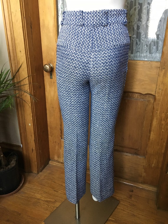 Vintage 1970's Blue and White Slacks, Pants size … - image 4