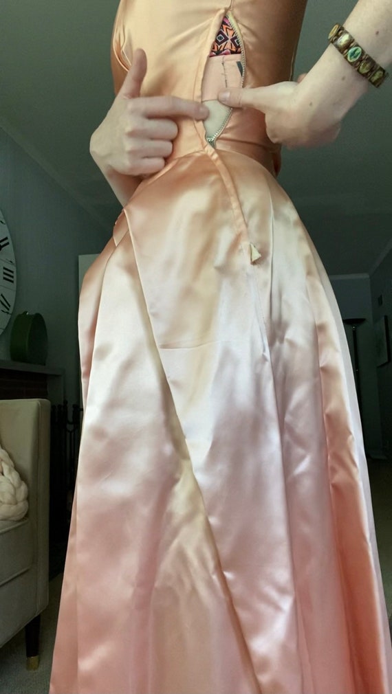 Vintage 1940’s pink satin fitted formal princess … - image 9