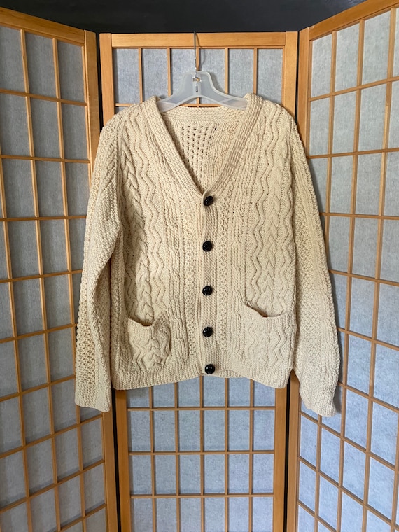 Vintage 1980’s cream wool cardigan, tradition Iri… - image 1