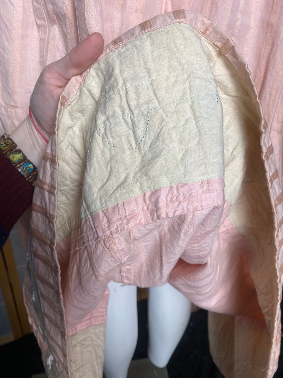 Vintage antique 1900’s pink vertical stripe smock… - image 9