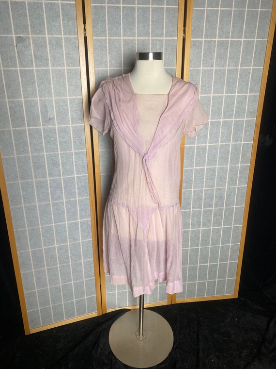 Vintage antique 1920’s sheer pink purple flapper … - image 1