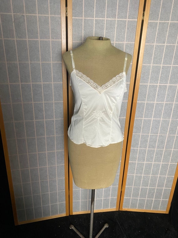 Vintage 1960’s white camisole with rose appliqué, 