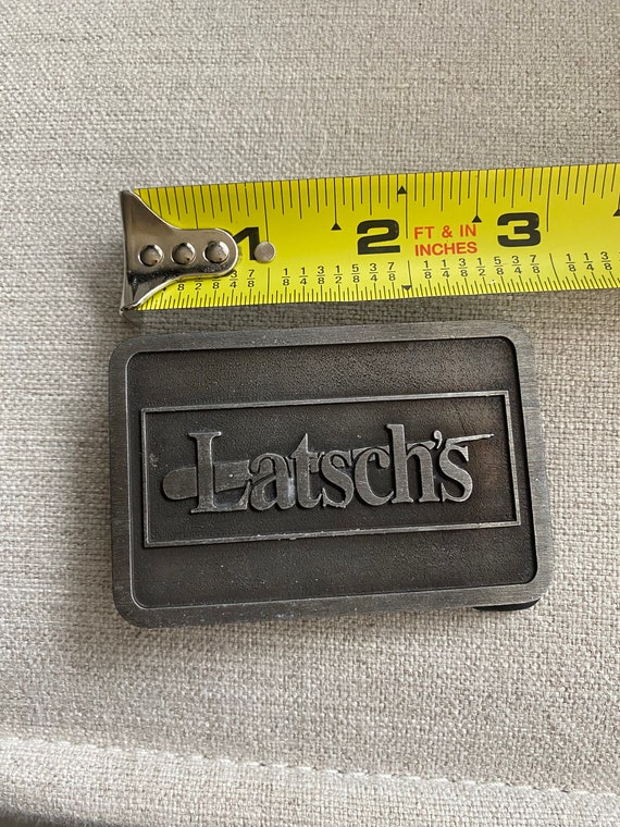 Vintage 1980's Latsch's Dark Silver Belt Buckle - image 5