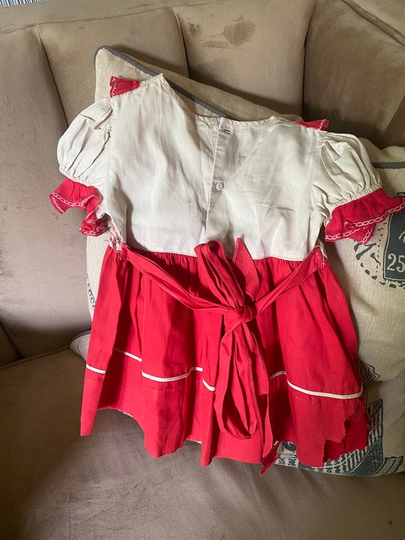 Vintage 1950's Red And White Little Girls Dress B… - image 3