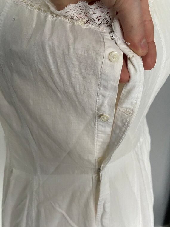 Antique 1900s white cotton nightgown, undergarmen… - image 9