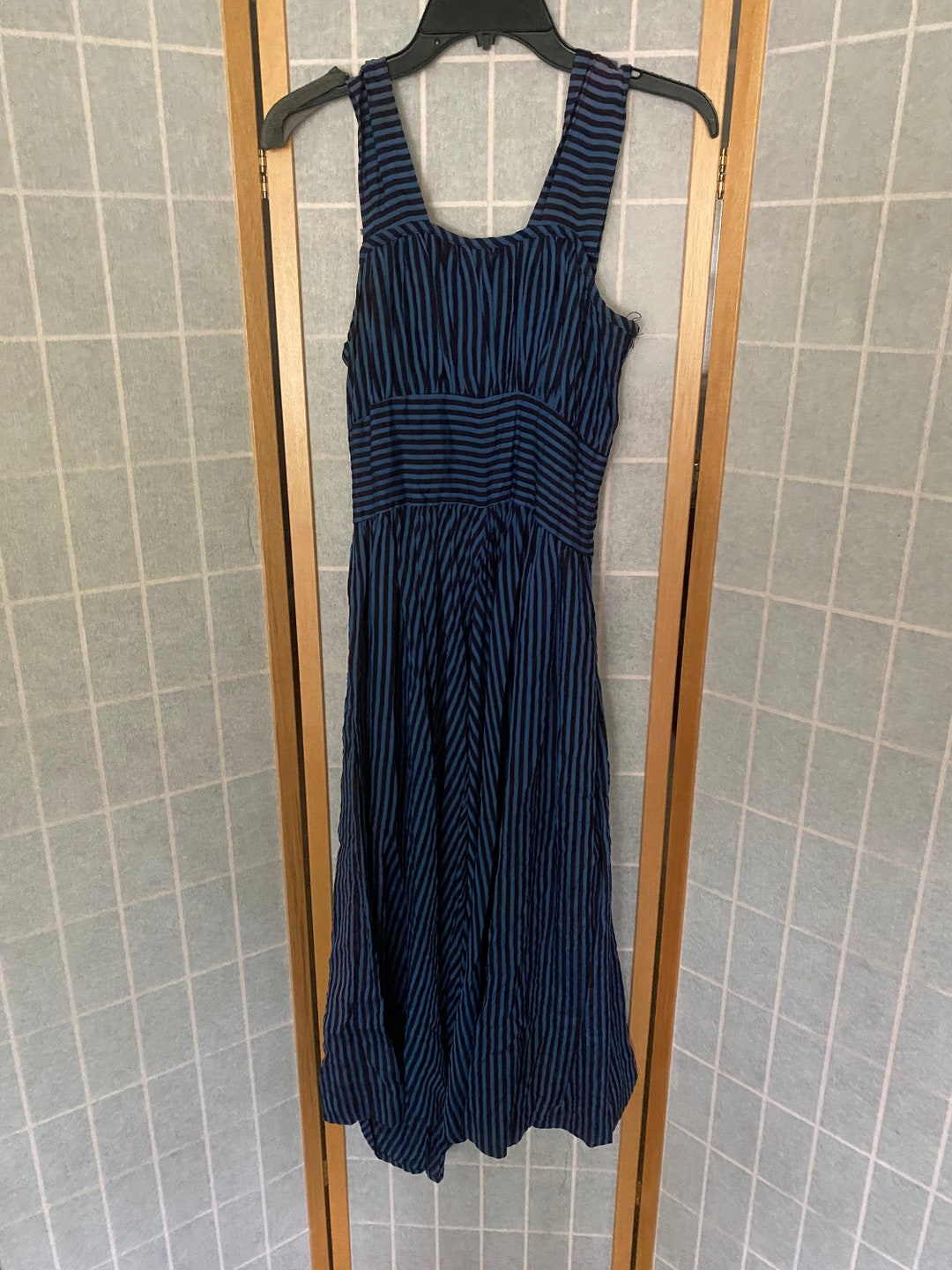 Vintage 1950's Black and Blue Striped Sun Dress Size XS - Etsy
