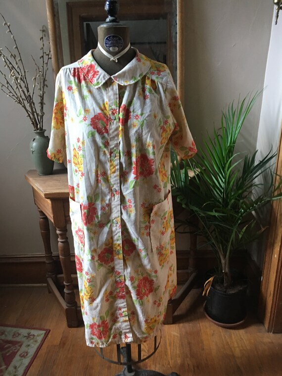 Vintage Cotton Floral House Dress