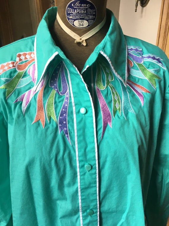 Vintage Turqouise Western Shirt