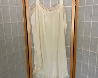 Vintage antique 1920’s cream silk teddy, step in romper