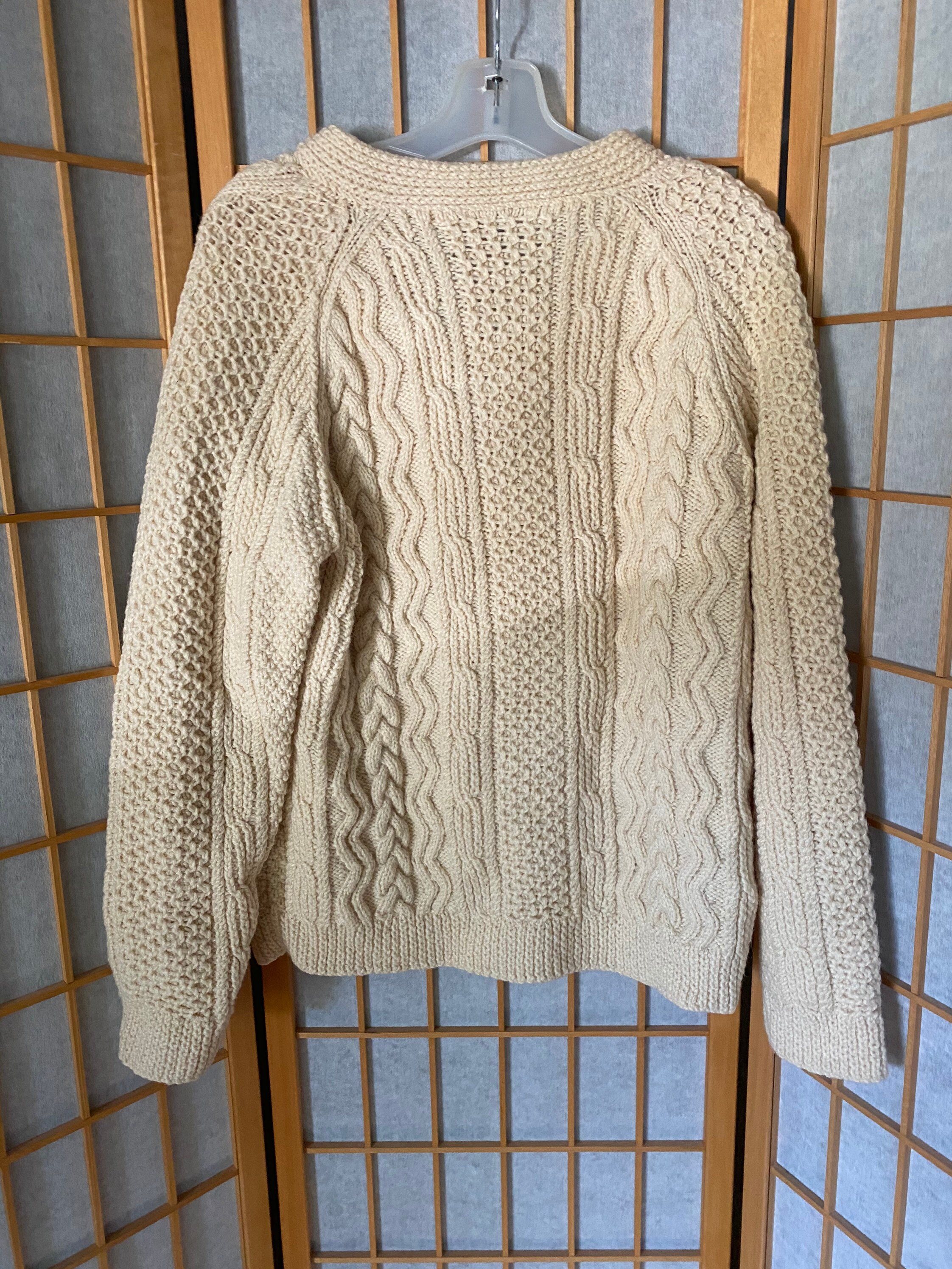 Vintage 1980s cream wool cardigan tradition Irish UK sweater | Etsy