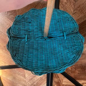 Vintage antique 1920s blue woven umbrella basket image 5