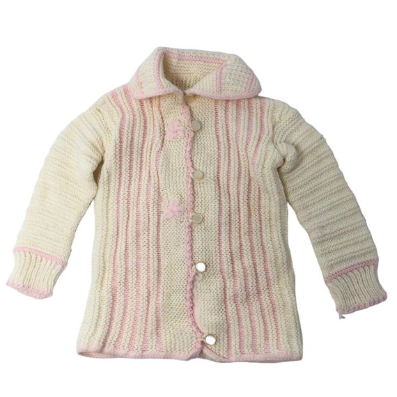 Handmade Crochet Baby Cardigan Sweater Girl Vinta… - image 1