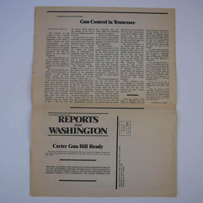 Vintage 1977 NRA Institute for Legislative Action \u201cReports from Washington\u201d
