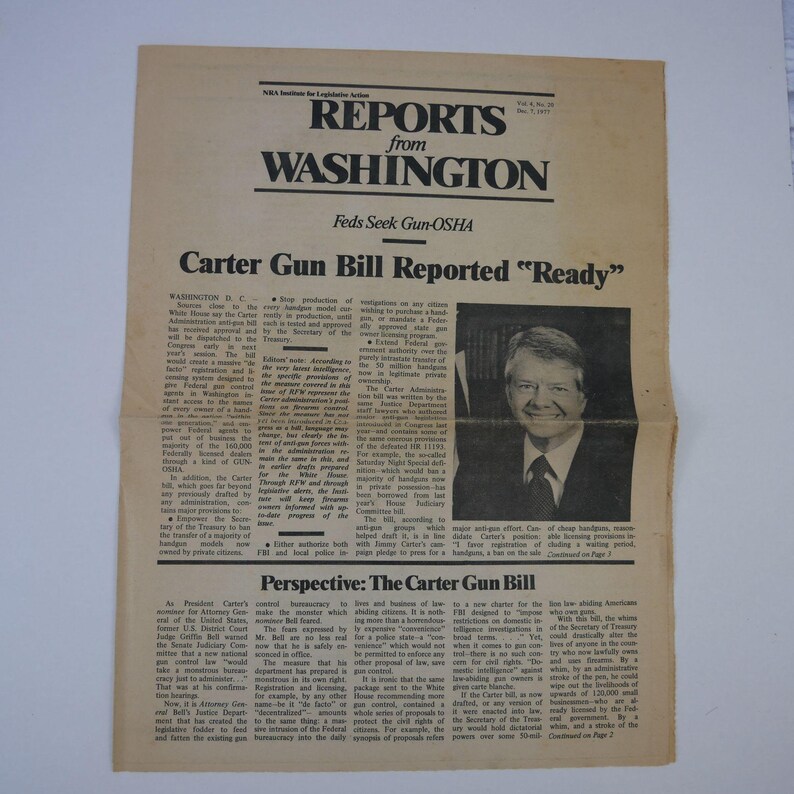Vintage 1977 NRA Institute for Legislative Action \u201cReports from Washington\u201d