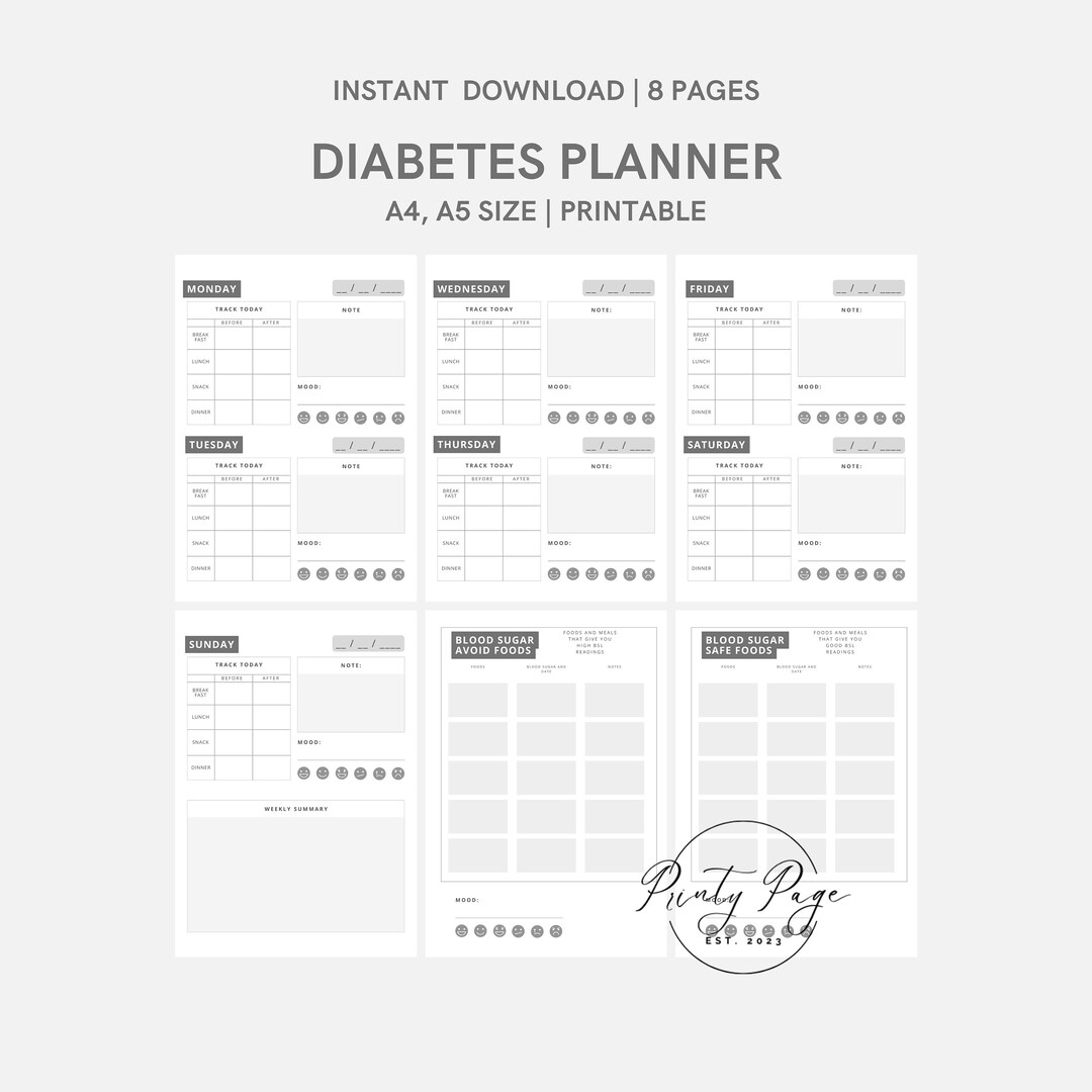 Diabetes Planner Daily Planner Printable Etsy