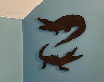 Wooden Crocodile and Alligator Wall Decor