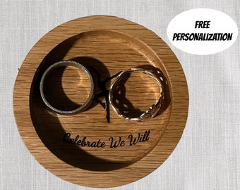 Personalized Ring Dish -  Cherry/Oak/Walnut - Custom Laser Engraved, 2.75" Handcrafted Jewelry Bowl