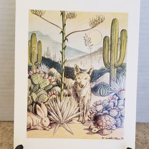 Vintage Arizona Desierto Vida Silvestre Paisaje Saludo Nota Tarjetas de Arte Lote de 7 En blanco sin usar (1994)
