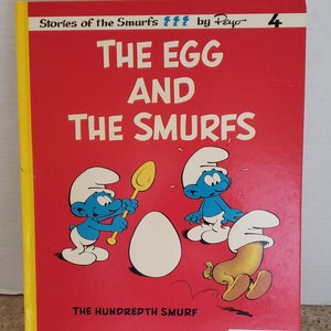 Vintage Het ei en de smurfen De honderdste smurf (1978) Dupuis hardcover boek van Delporte en Peyo