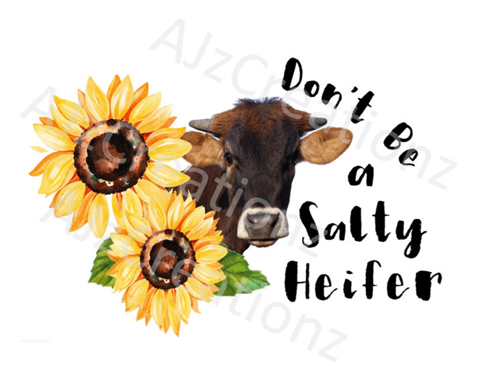 Don't Be A Salty Heifer Longhorn Calf Clip Art Vaca | Etsy