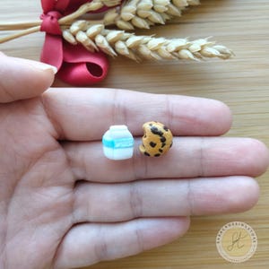 Cookies & Milk Stud Earrings | Kawaii Polymer Clay Food Jewelry | Cute Cookie Earrings for Foodie Gift