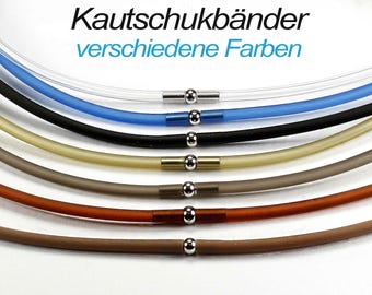 1 rubber band 50 cm, Ø 3, 4, or 5 mm, color and diameter selectable, metal snap fastener