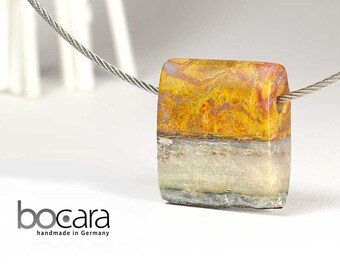 1 pendant landscape jasper, on leather strap 48 cm
