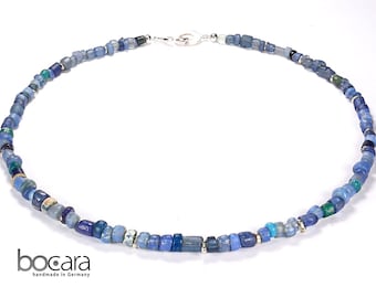 Glass bead necklace, vintage African glass beads. "Sky blue"