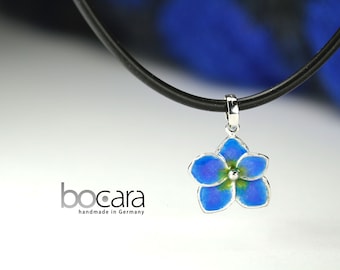 Enamel flower pendant, Ø 21 mm, sterling silver, enamelled