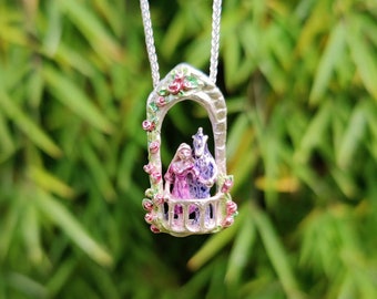 Beauty and the Beast, fairytale pendant with necklace made of recycled silver 925, handcrafted by Iris Schamberger fairytale jewellery