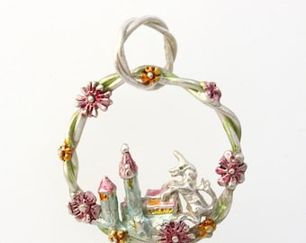 Anhänger mit Einhorn aus Silber, Wo das Einhorn wohnt, handgearbeitet von Iris Schamberger Maerchenschmuck, fairytale jewellery