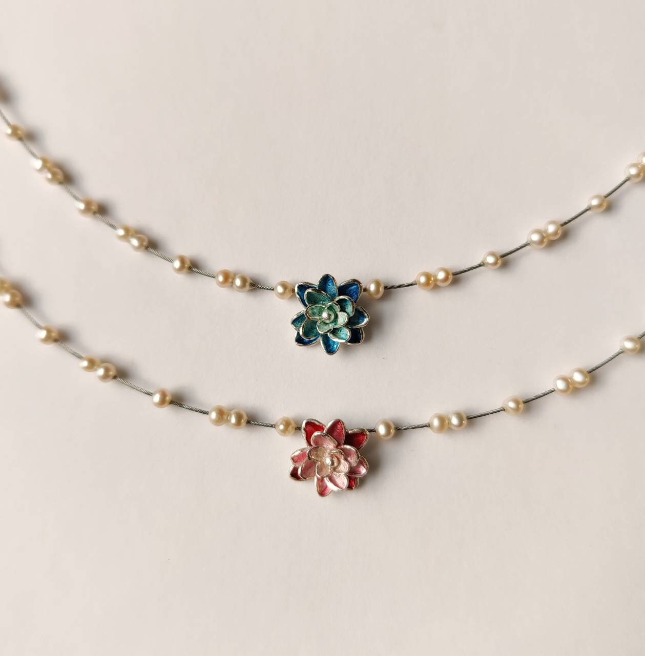 Collier Art Nouveau – Or 18K, Iris Et Nénuphars, Diamants Taille Rose, Perles Fines, Occasion